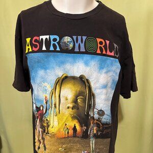 Travis Scott AstroWorld 2019 Tour Men's Black T Shirt Size Large Wish You Were H